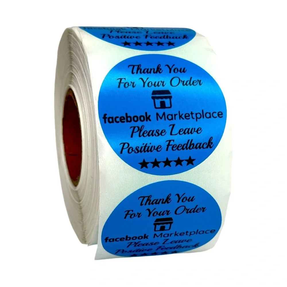 Thank You For Your Facebook Purchase - Stickers / Labels / Seals -2 " ROUND BLUE - Picture 3 of 5